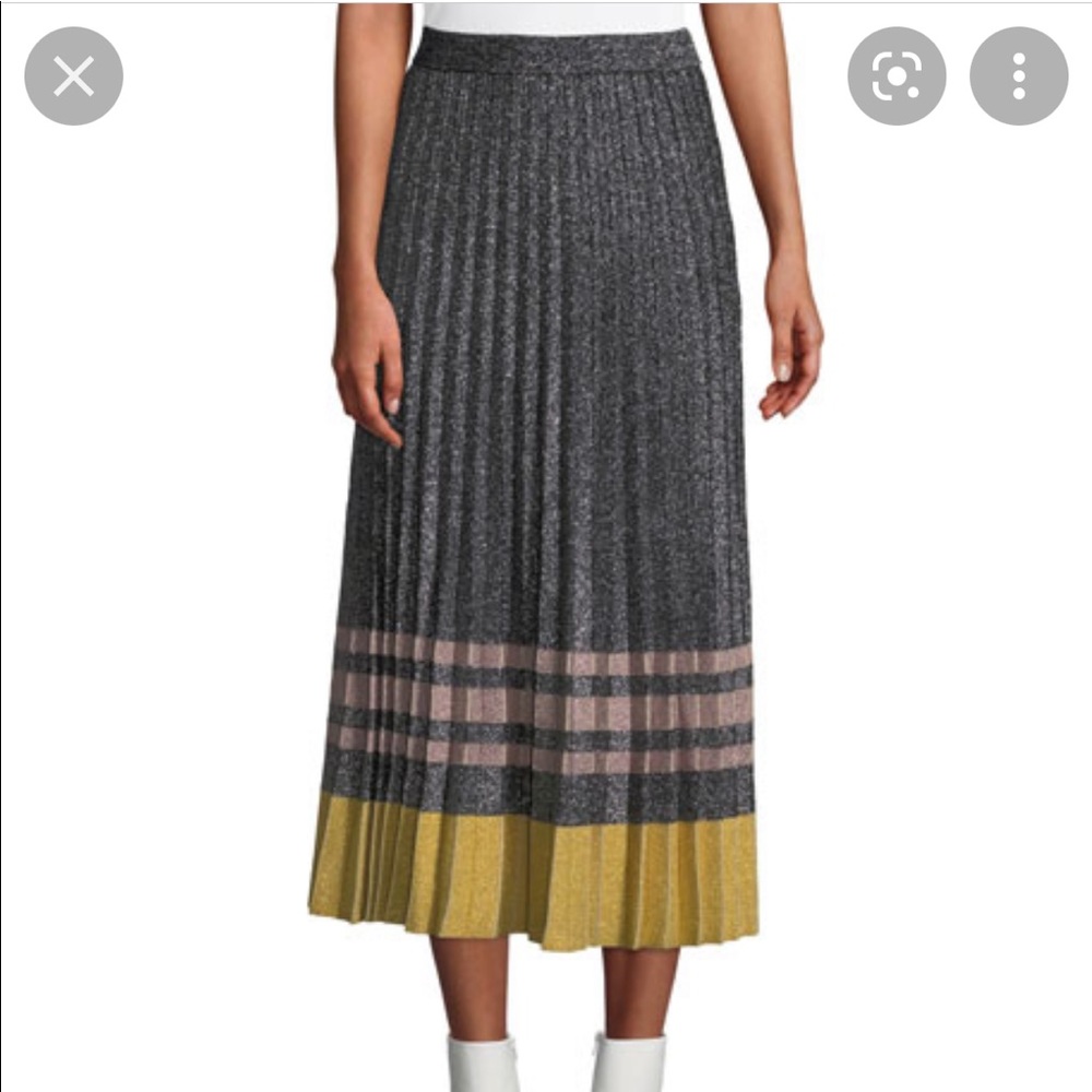 Derek Lam 10 Crosby Lurex Pleated Midi Skirt